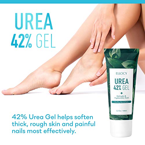Ellocy 42% Urea Gel Max Plus Salicylic & Hyaluronic Acid - Softens and Rehydrates Cracked Heels, Elbows, Feet, Hands